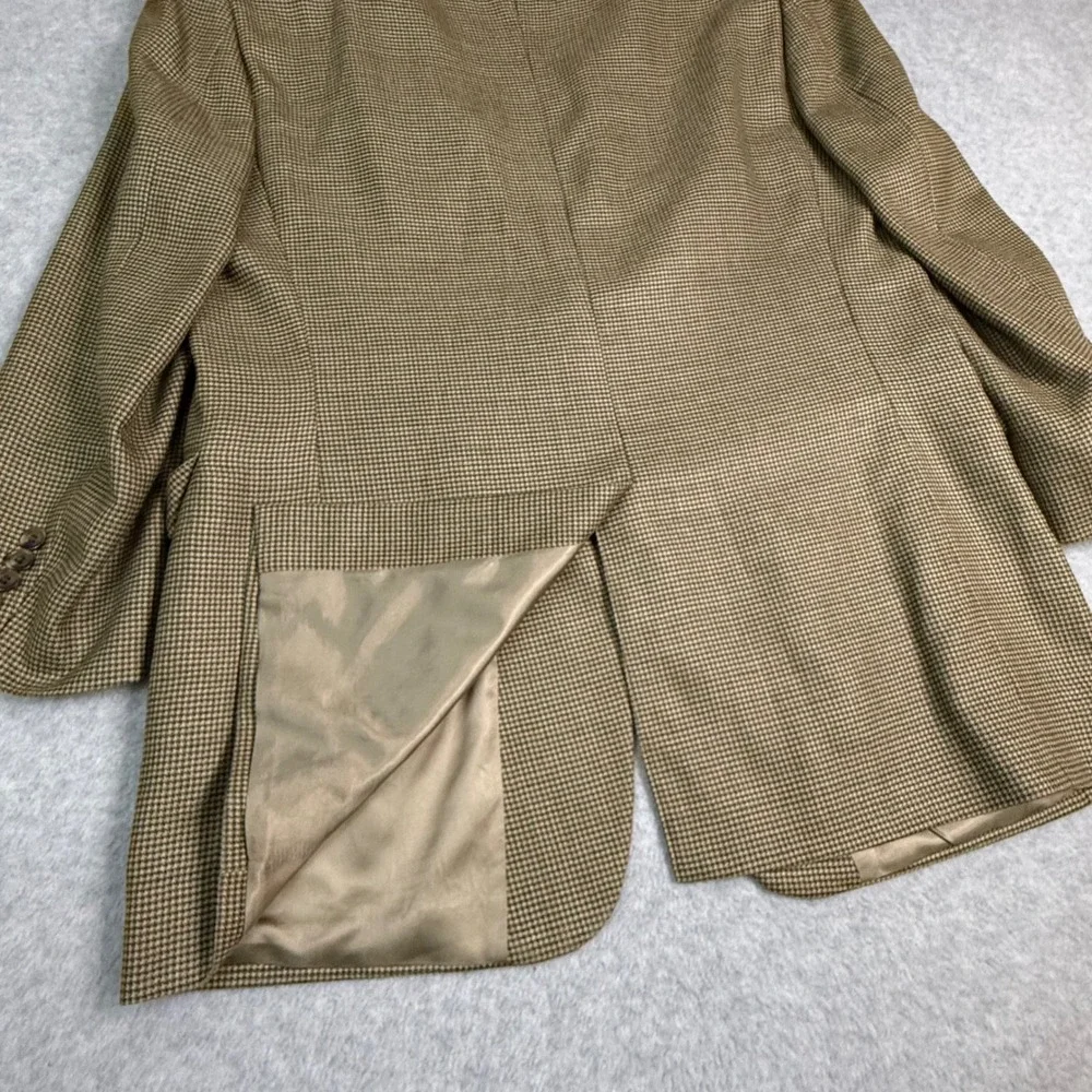 Jos. A. Bank Gordon Mens 46 Long Silk Wool Blend Blazer Brown Houndstooth Jacket